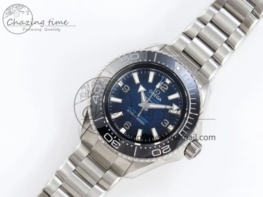 1229 EasyCare SEAMASTER PLANET OCEAN 6000M ULTRA DEEP 45.5MM SS TF 1:1 BEST EDITION BLUE DIAL BLACK BEZEL ON SS BRACELET A 7760